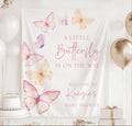 Personalized A Little Butterfly Is on the Way baby shower banner with watercolor butterflies