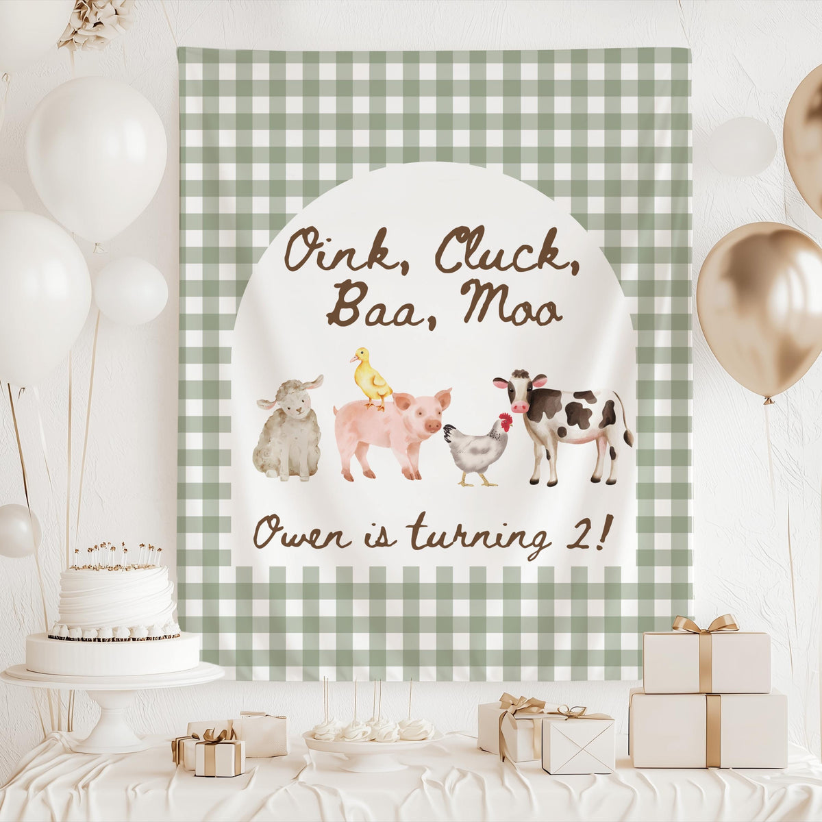 Custom farm theme birthday banner personalized with any name age and available in multiple color options