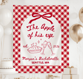 Custom Apple of His Eye bachelorette banner with red gingham design