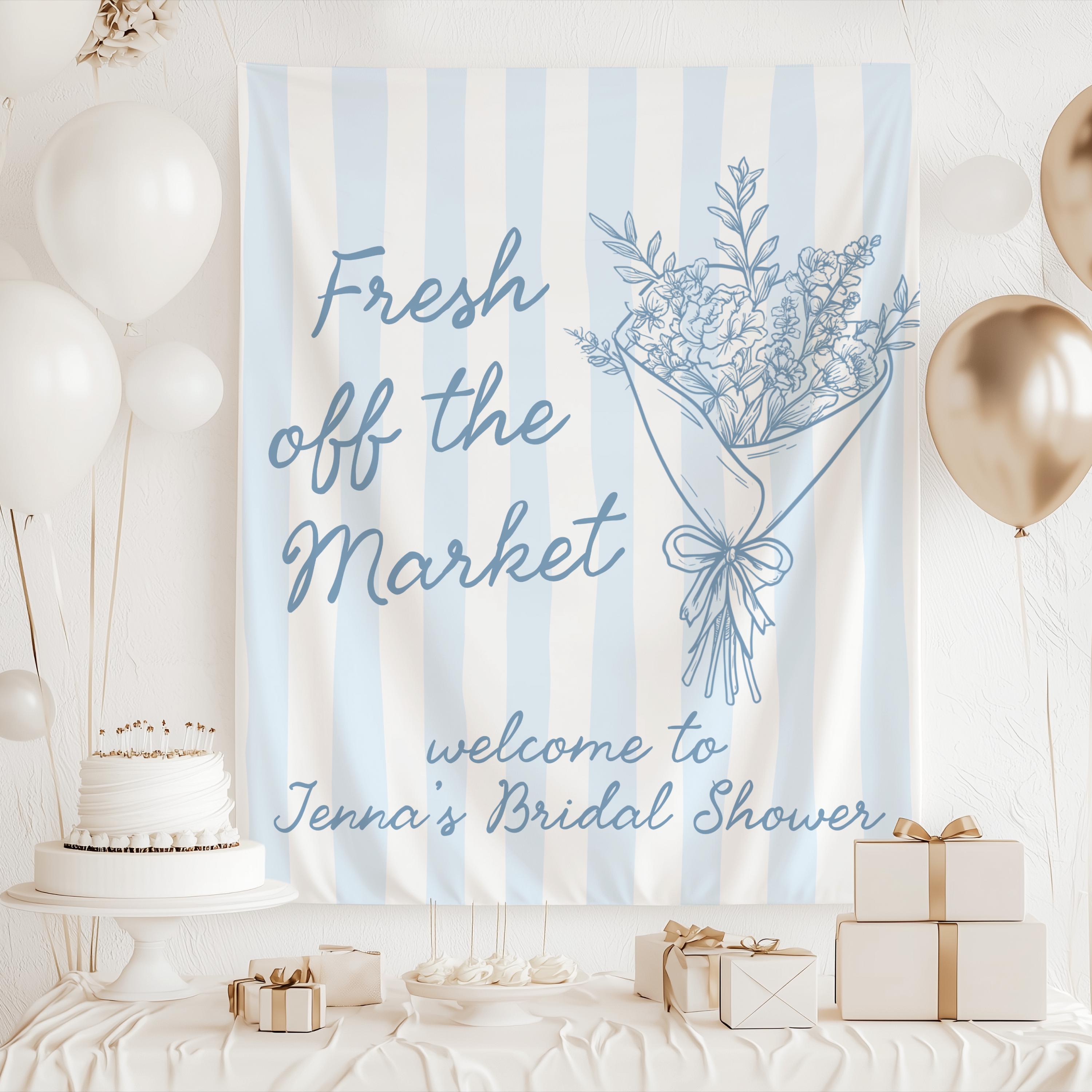 Custom floral market bridal shower banner for engagement party or bridal brunch
