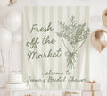 Personalized Fresh Off the Market flower market bridal shower banner with custom bride name