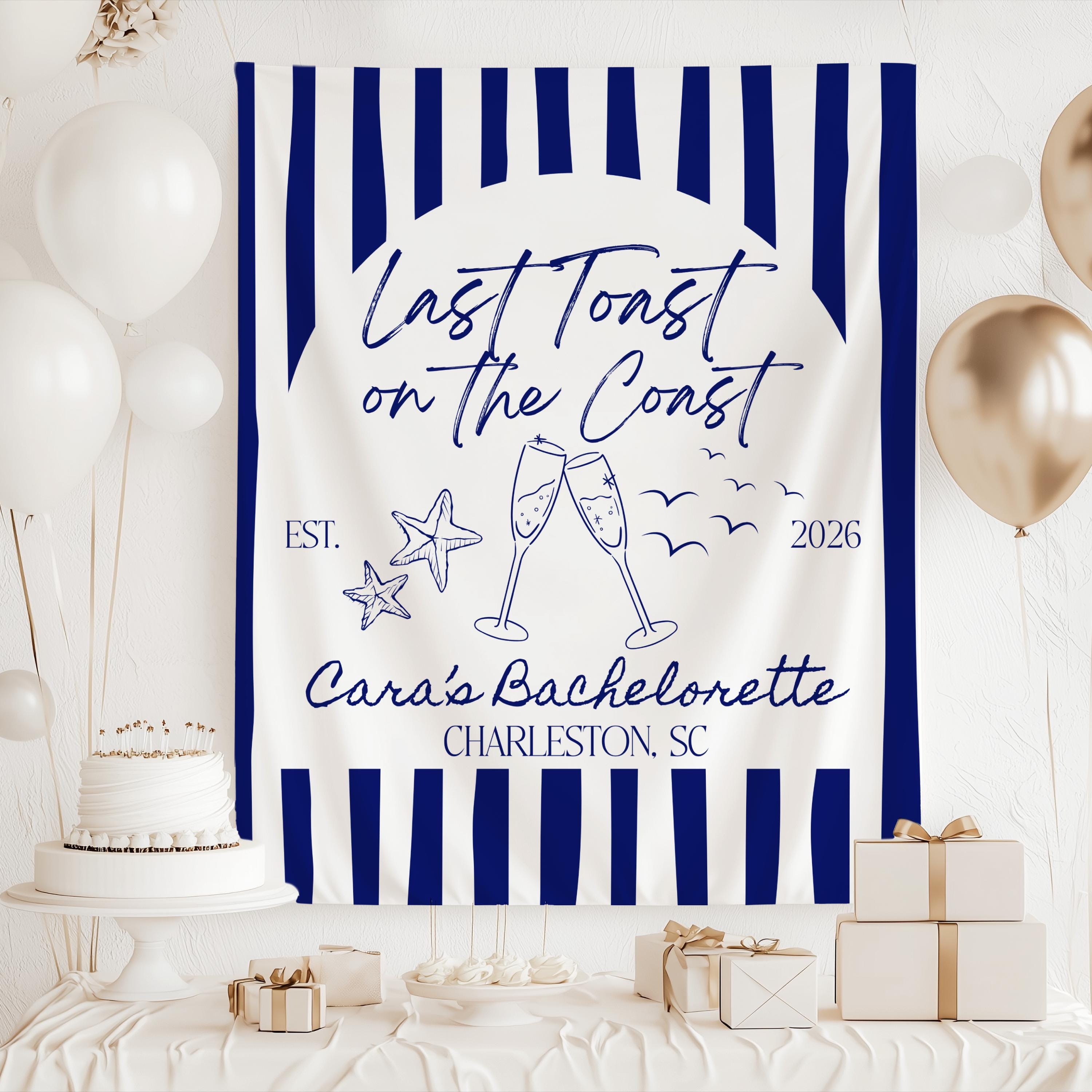 Navy Blue Last Toast on the Coast Backdrop