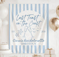 Last Toast on the Coast banner displayed as a personalized beach bachelorette party backdrop