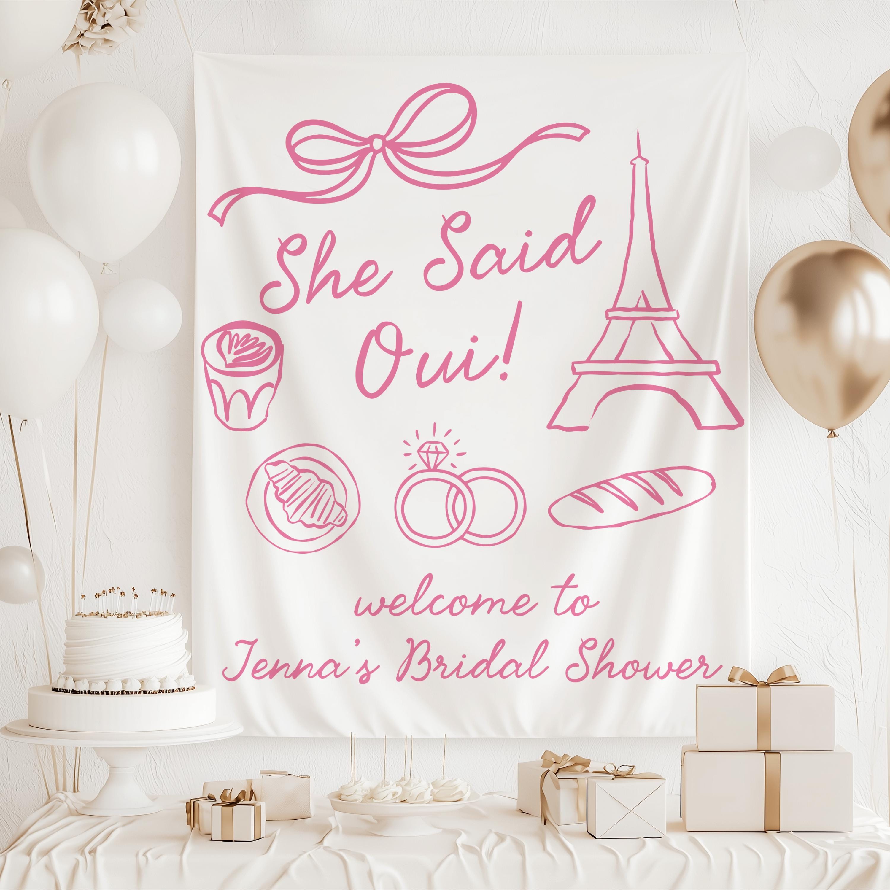 Paris party decorations banner for bridal showers engagement parties rehearsal dinners and wedding celebrations