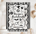 Personalized Halloween bachelorette banner with custom bride name and spooky party illustrations
