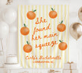 Personalized She Found Her Main Squeeze banner for orange themed bridal shower with custom name and event details
