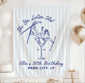 Ski Ya Later 20s birthday banner for ski themed 29th birthday party decorations and winter birthday backdrop