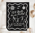 Personalized Til Death Do Us Party banner for a spooky Halloween bachelorette celebration
