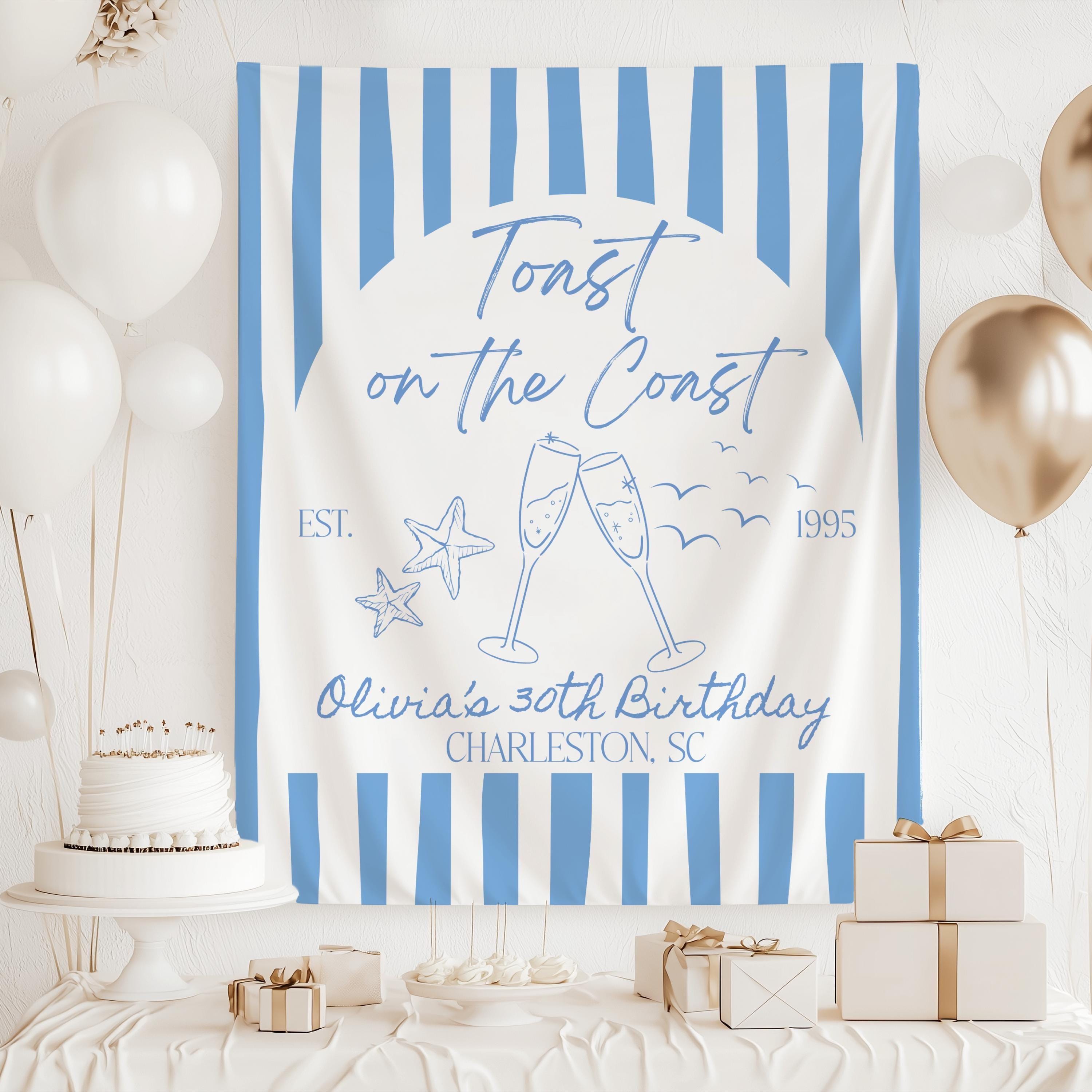custom beach birthday backdrop for party