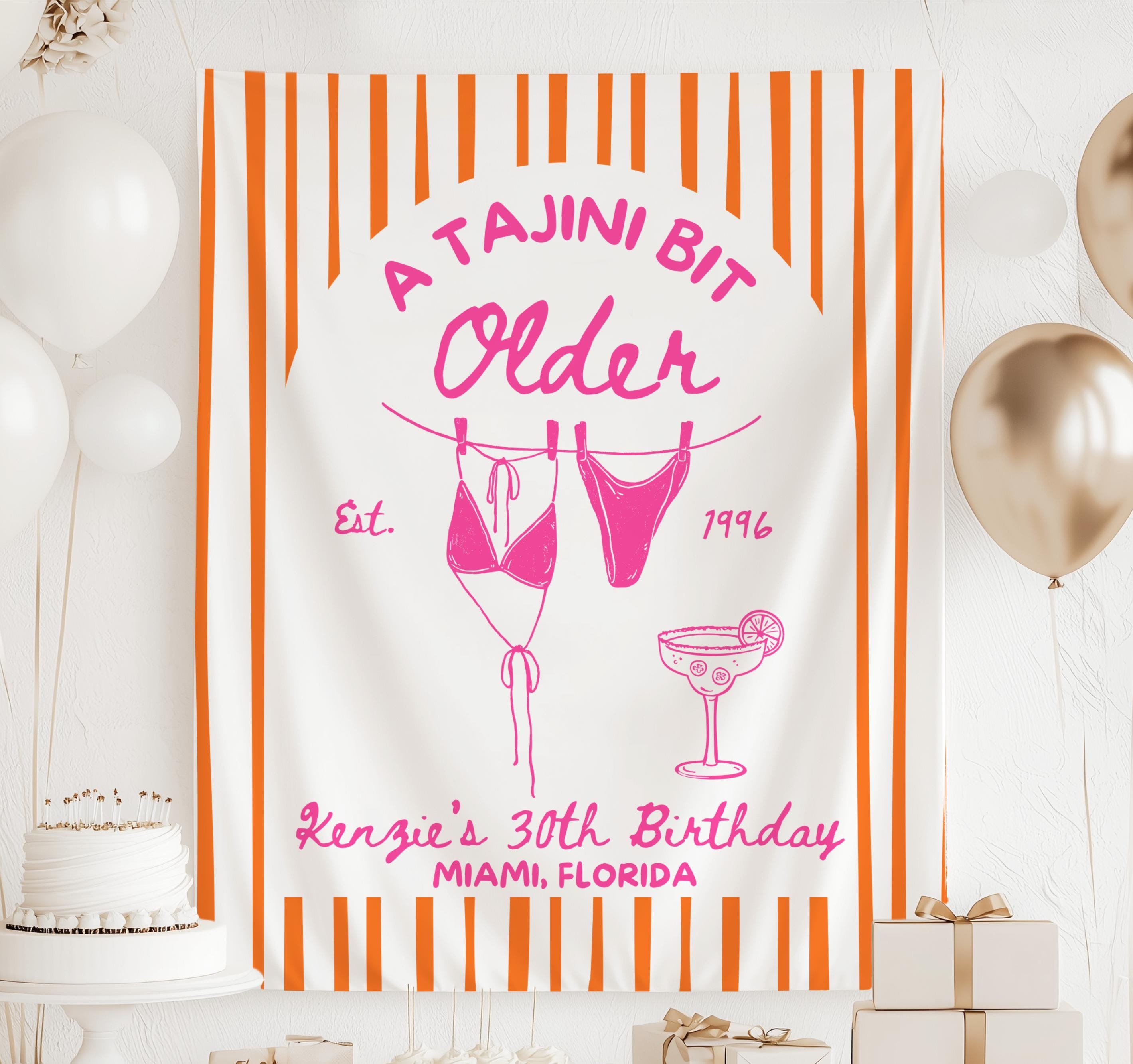 A Tajini Bit Older personalized birthday backdrop for margarita themed birthday celebration
