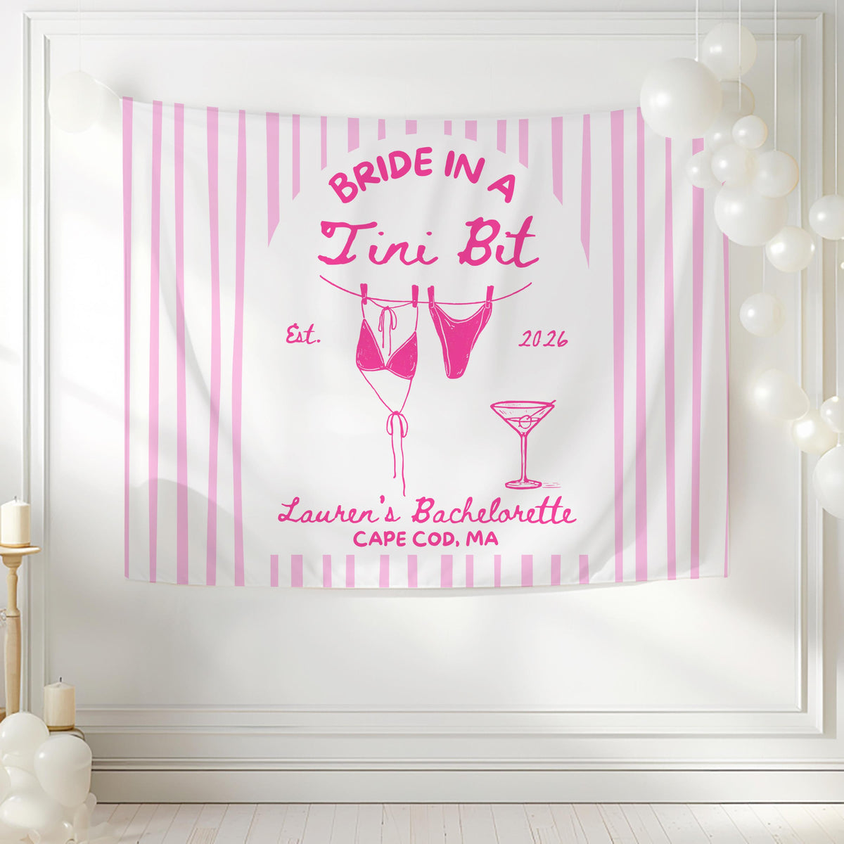 martini bachelorette tapestry 