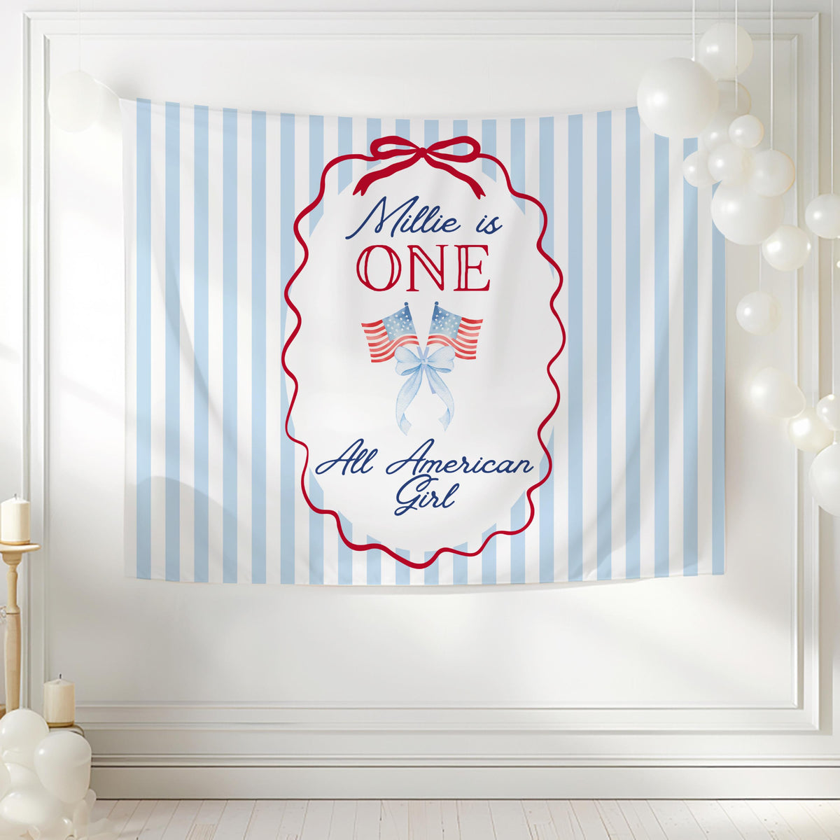 Americana birthday party backdrop perfect for first birthday celebrations and photo backdrops