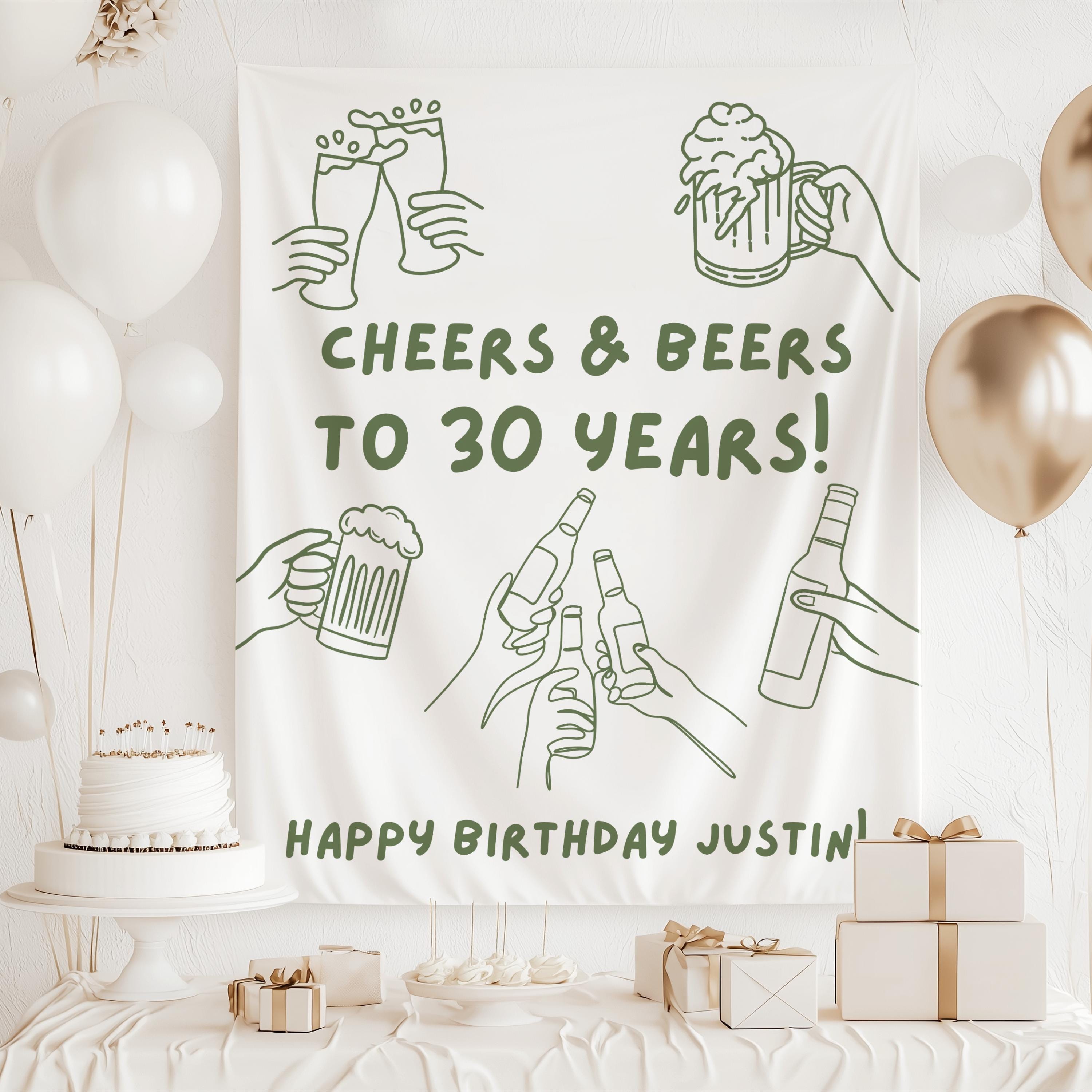 Custom beer birthday tapestry featuring Cheers and Beers design for any birthday celebration
