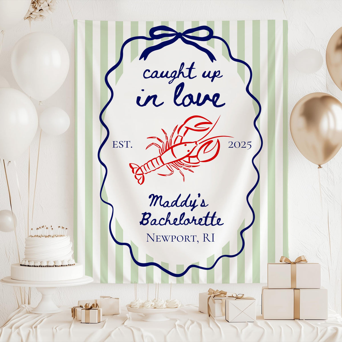 custom lobster bachelorette tapestry 