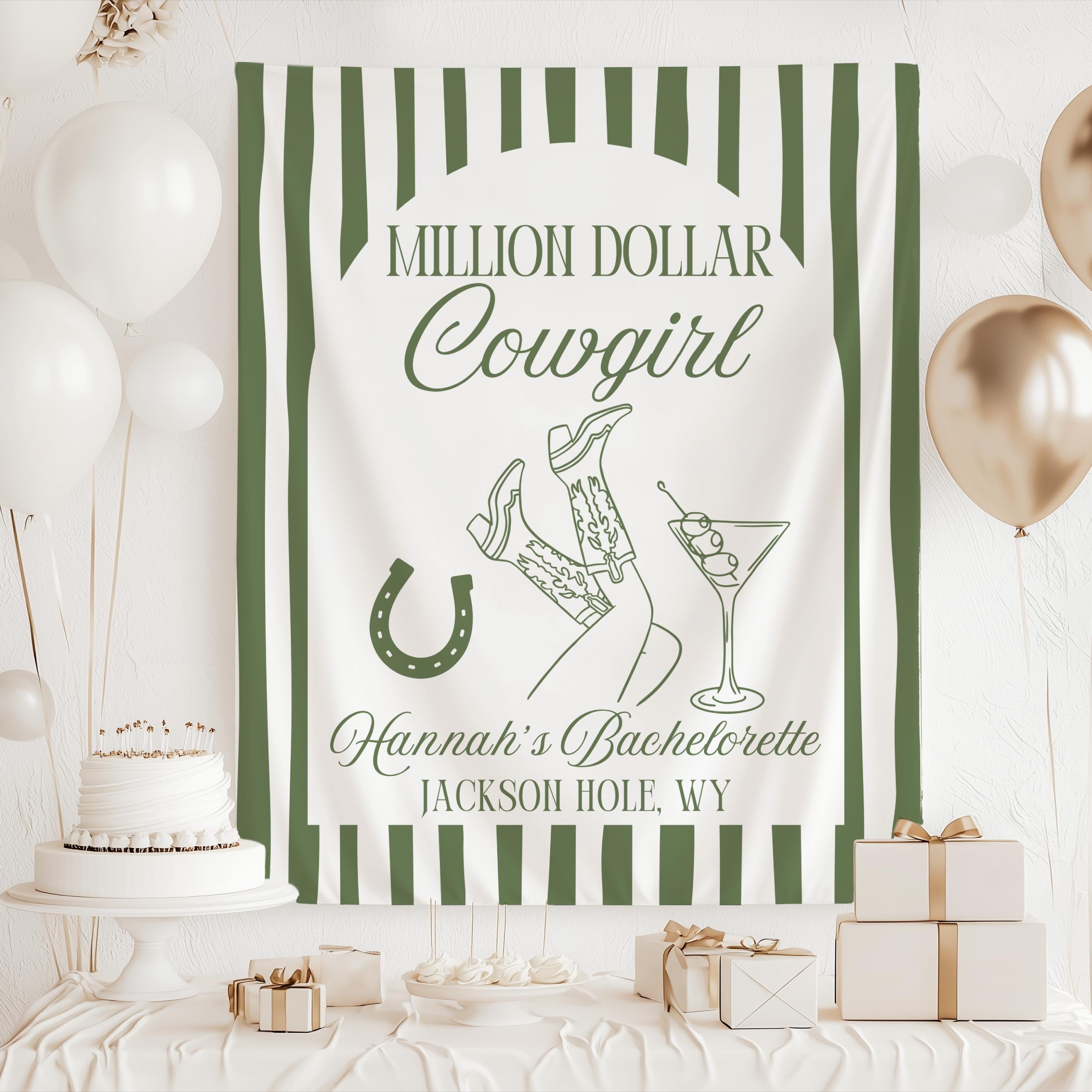 cowgirl boots and martini glass banner