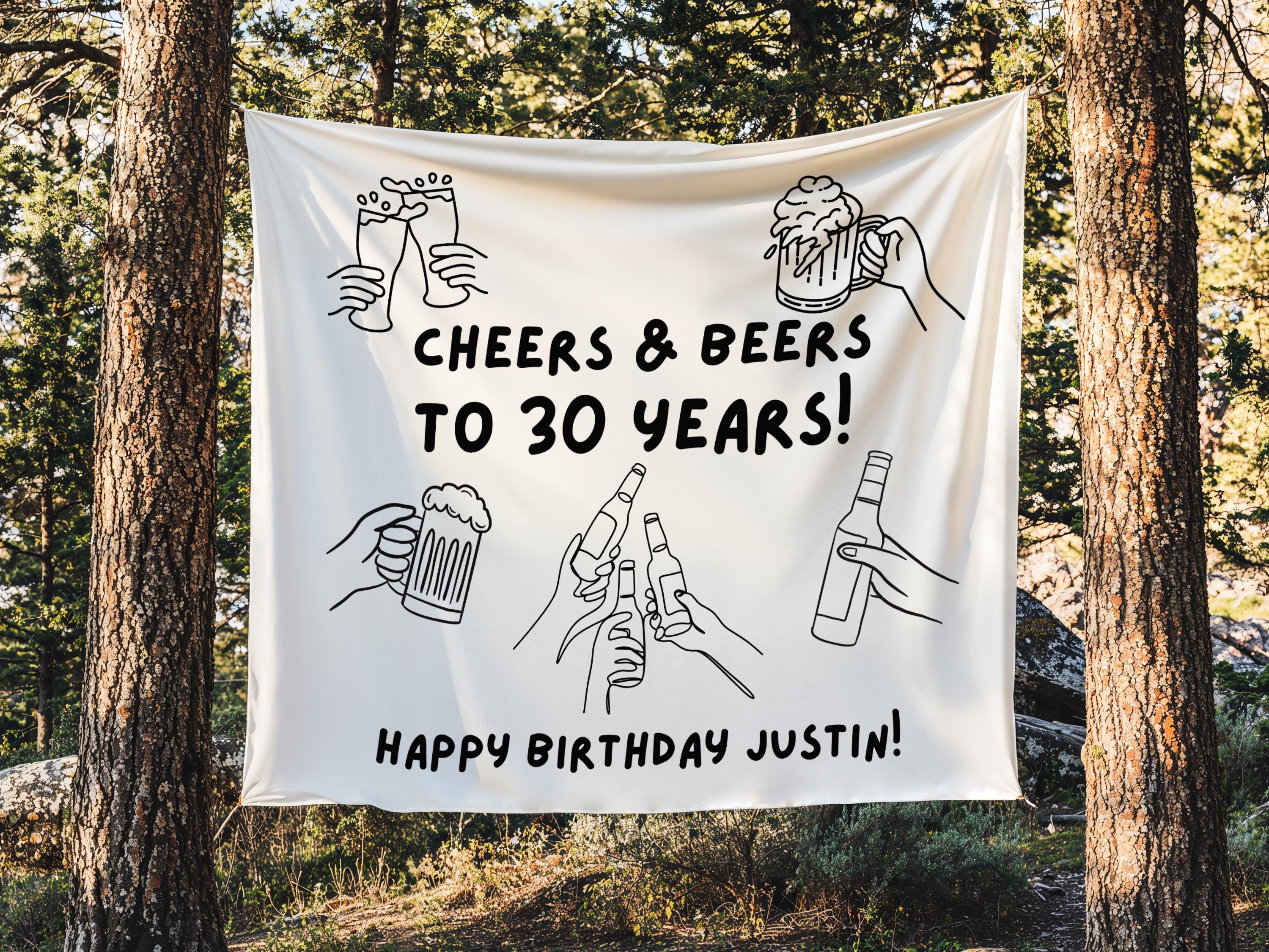 Personalized beer party banner with custom birthday age and name for birthday party decorations