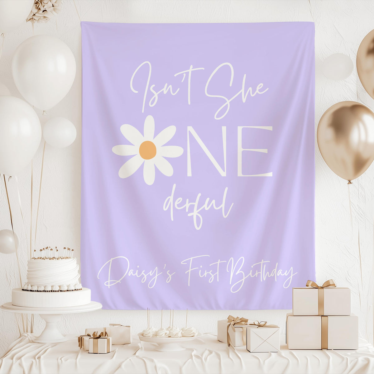 Personalized ONEderful birthday banner with any name for daisy themed first birthday celebrations