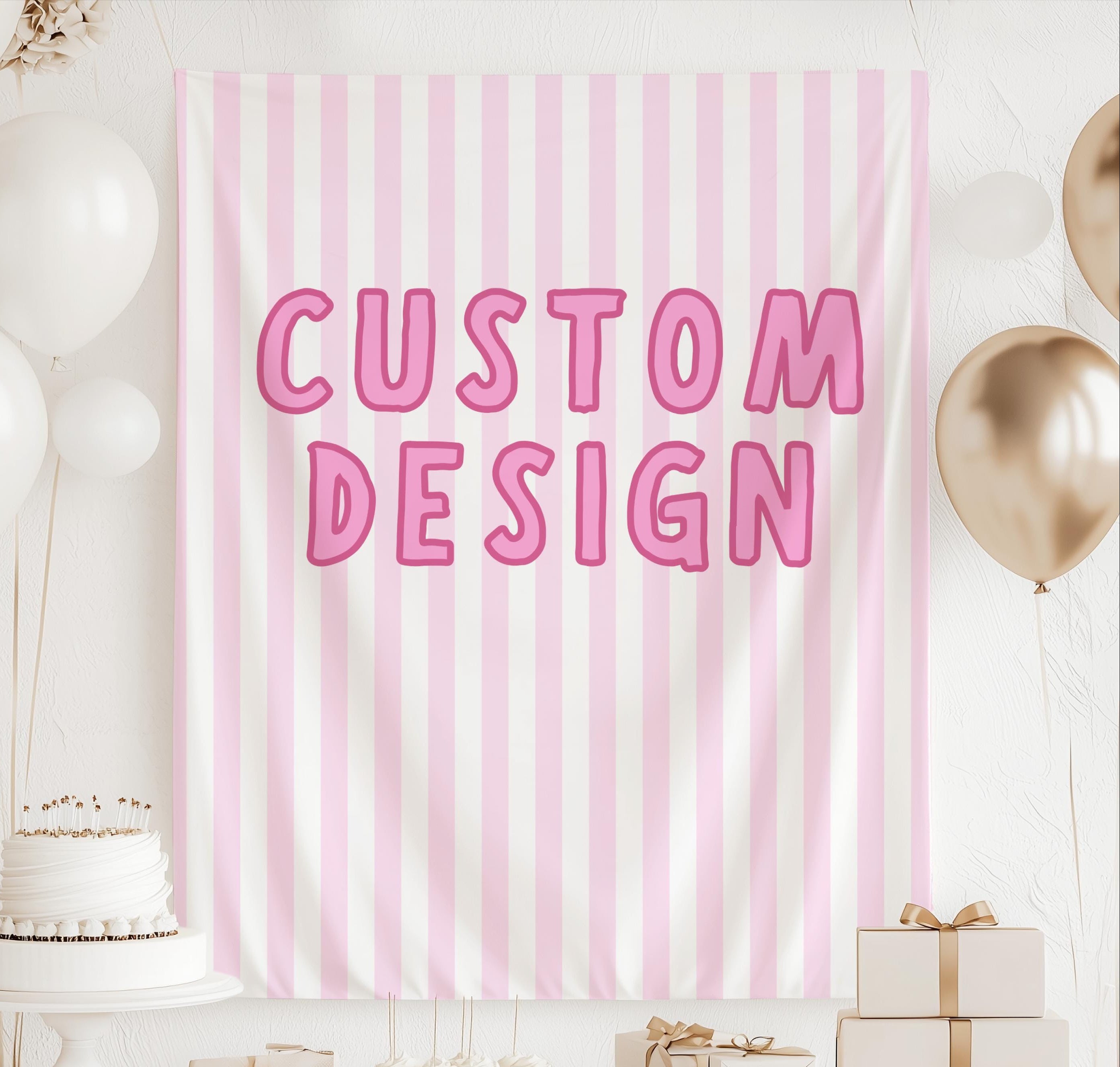 Custom party banner personalized from your own design, Canva file or artwork for birthdays, weddings, baby showers and special events.
