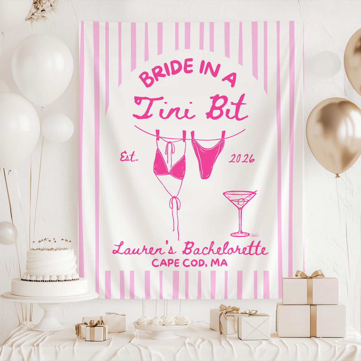 martini bachelorette banner a tini bit married