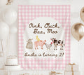 Personalized farm birthday banner with watercolor barnyard animals and custom name available in multiple colors