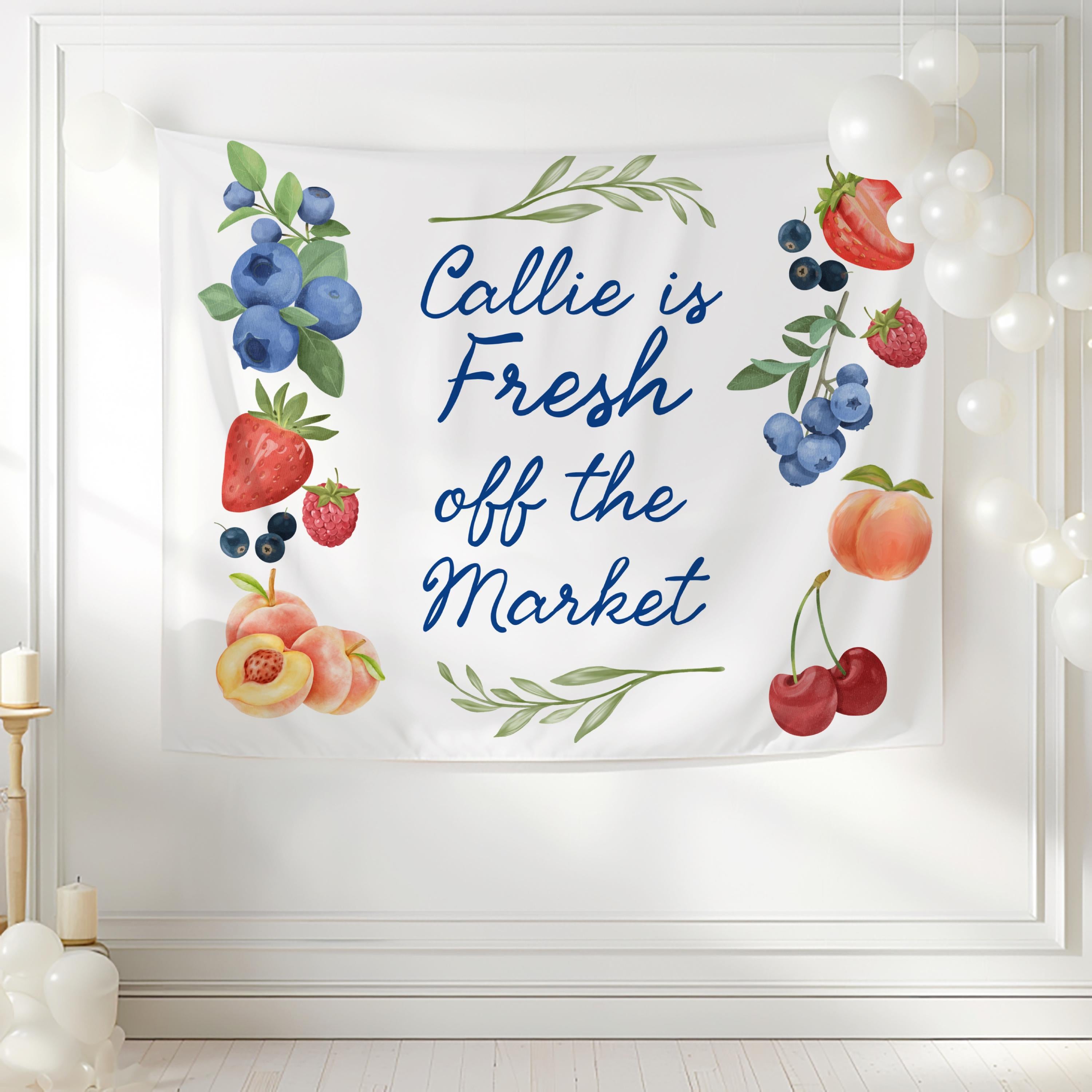 farmers market themed bridal shower backdrop for summer shower