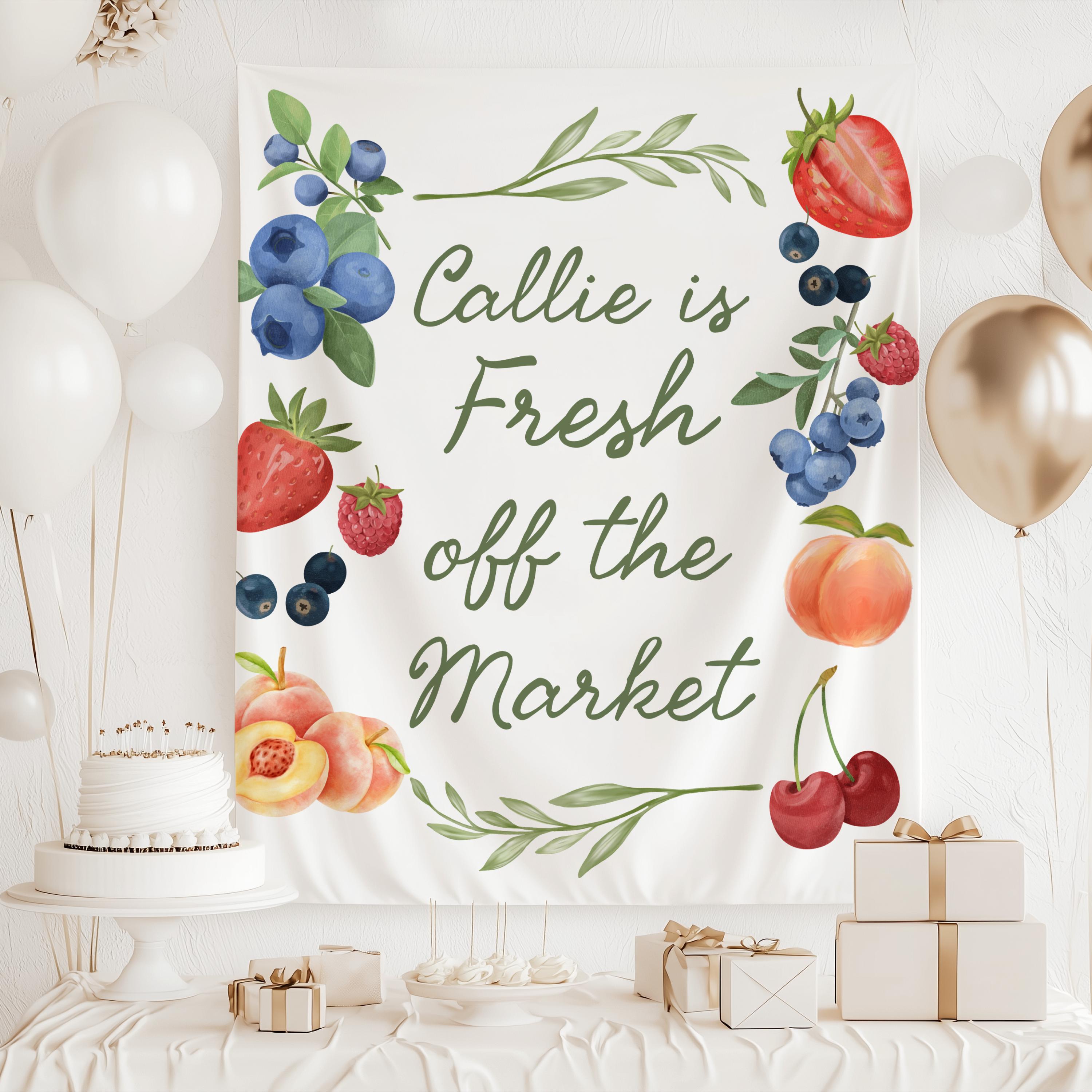 Personalized Fresh Off the Market banner customized with name for a bridal shower or engagement celebration