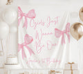Personalized Girls Just Wanna Be One birthday banner with custom name for a pink bow themed first birthday