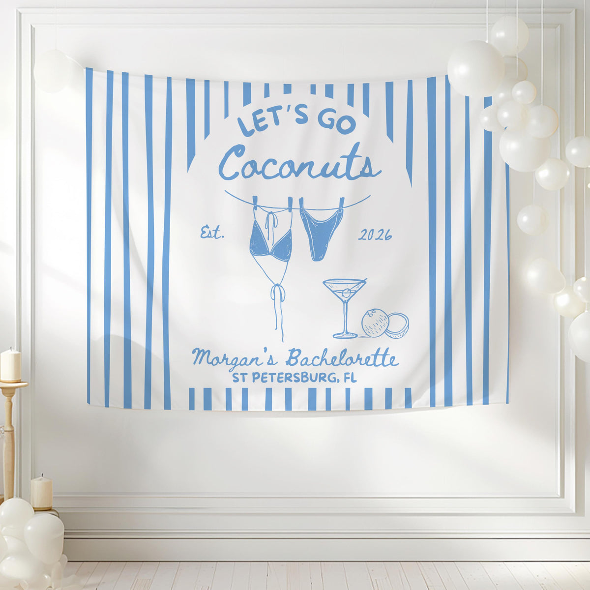 coconut themed bachelorette party decor