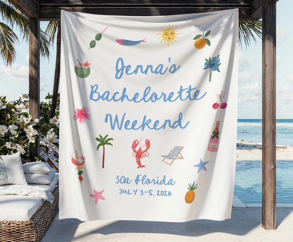 Beach bachelorette banner available in multiple sizes