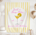 Personalized Just a Drop Older birthday banner featuring lemon drop martini and custom birthday text
