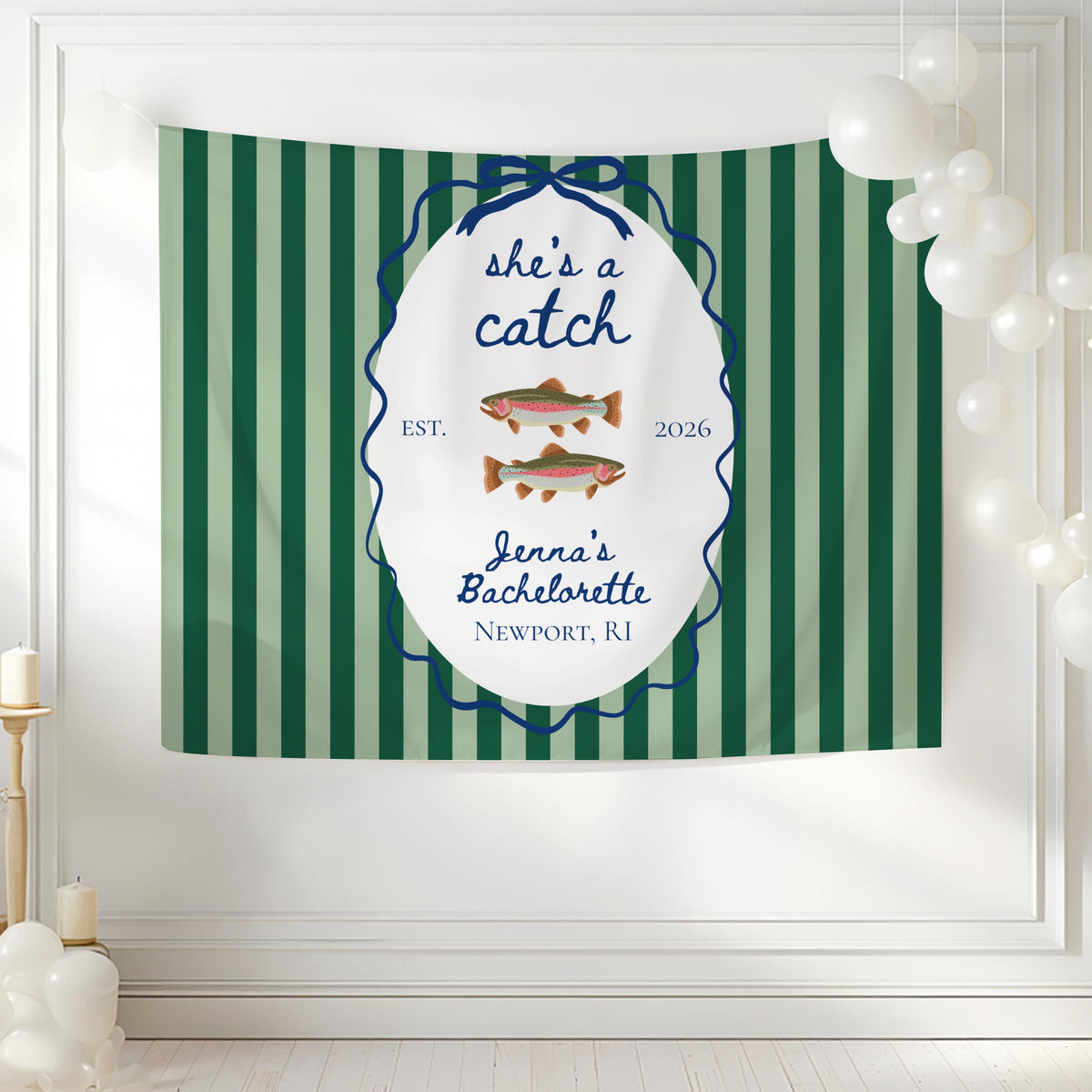 Custom lake bachelorette banner for cabin weekends fishing trips and bride celebrations
