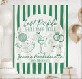 Personalized Last Pickle She'll Ever Tickle bachelorette banner with pickle and bride in martini glass