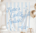 Personalized Last Splash bachelorette banner featuring a mermaid relaxing in a martini glass with custom bride name, destination, and date.