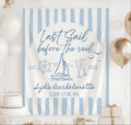 Personalized Last Sail Before the Veil banner for nautical bachelorette party with custom name and event details
