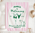 Personalized Margs and Matrimony bachelorette banner with custom bride name location and year