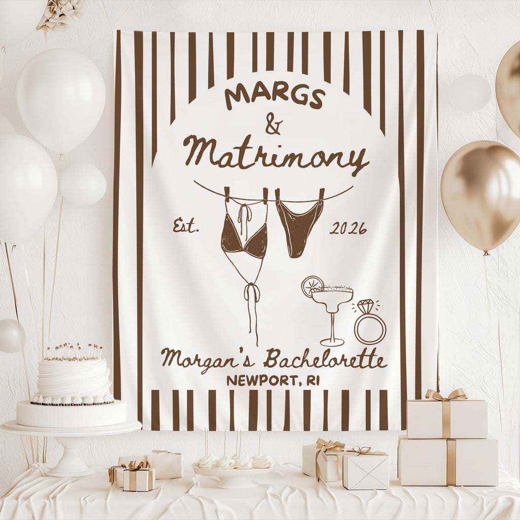 brown margarita bachelorette backdrop