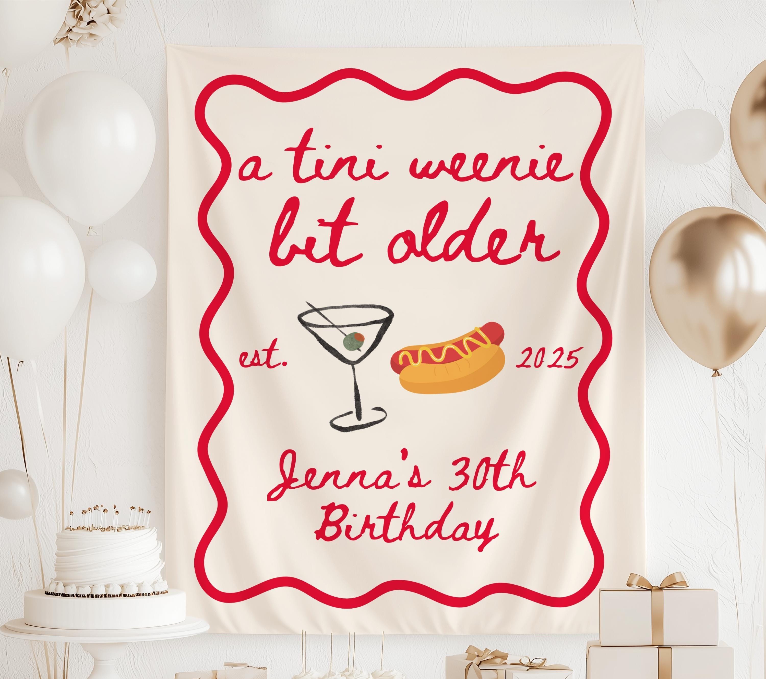 Personalized martini birthday party decor banner with custom name age and cocktail inspired birthday design