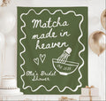 Personalized Matcha Made in Heaven bridal shower banner customized with the bride's name and event date