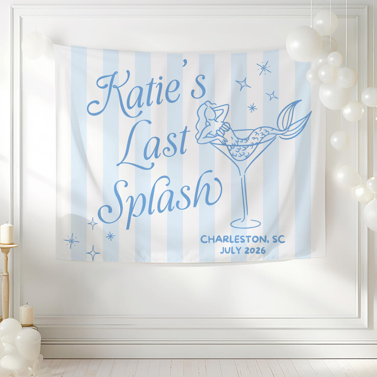 mermaid bachelorette party theme with mermaid in martini glass