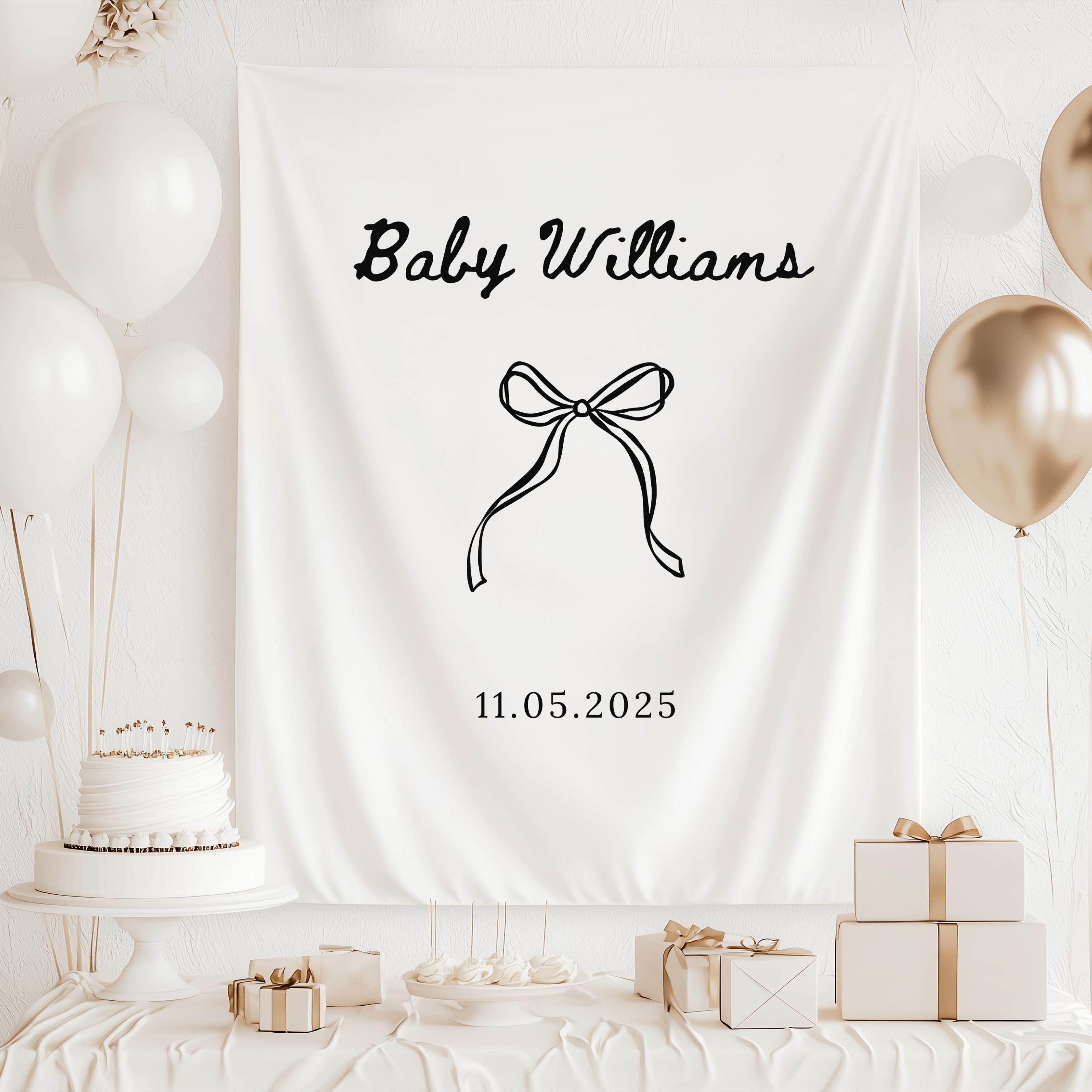 baby shower banner with simple bow