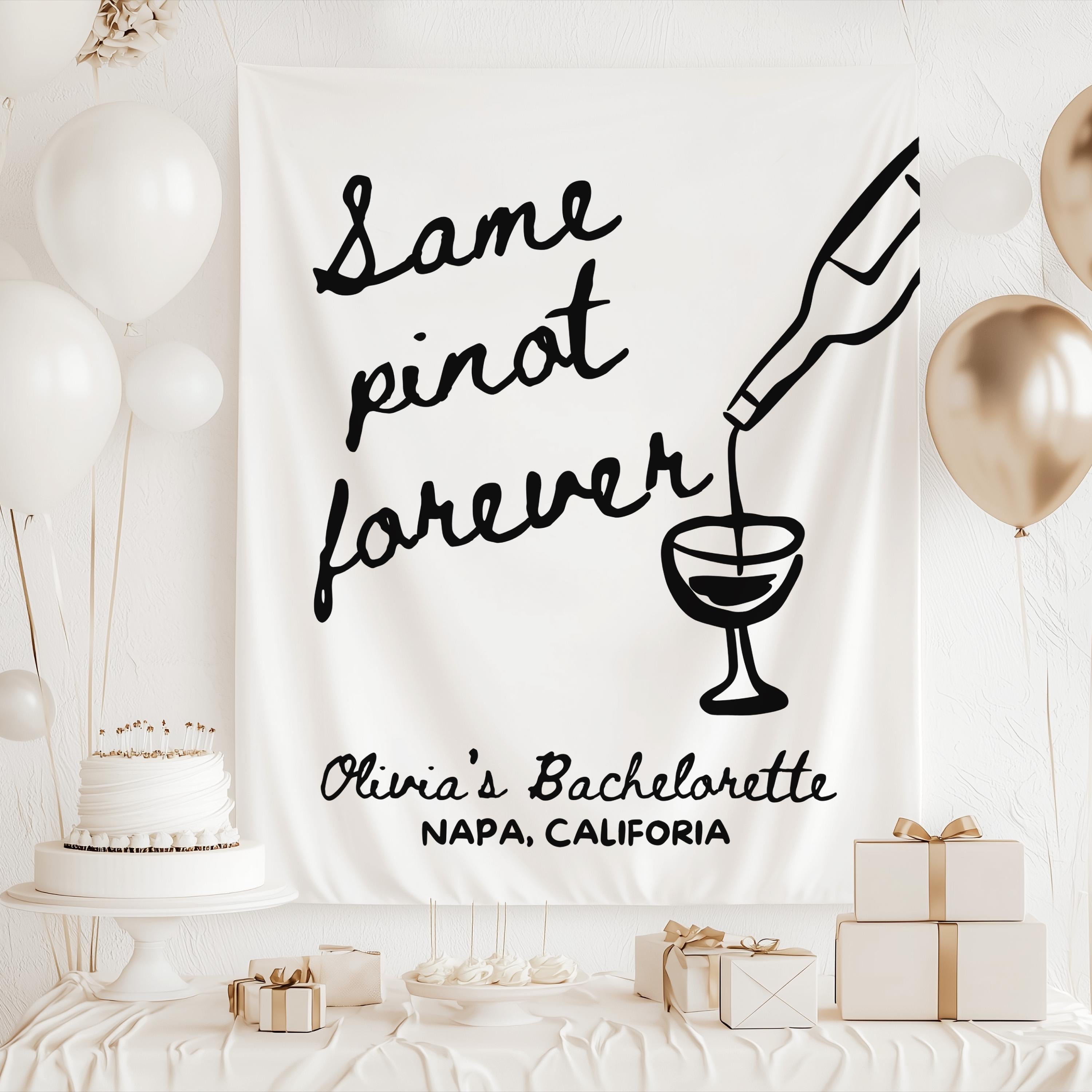 Custom Napa Valley bachelorette banner with personalized bride name and destination