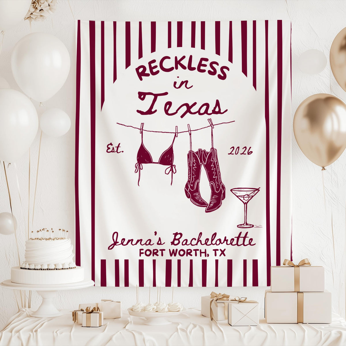 Western inspired bachelorette backdrop perfect for Nashville or Texas bachelorette trips