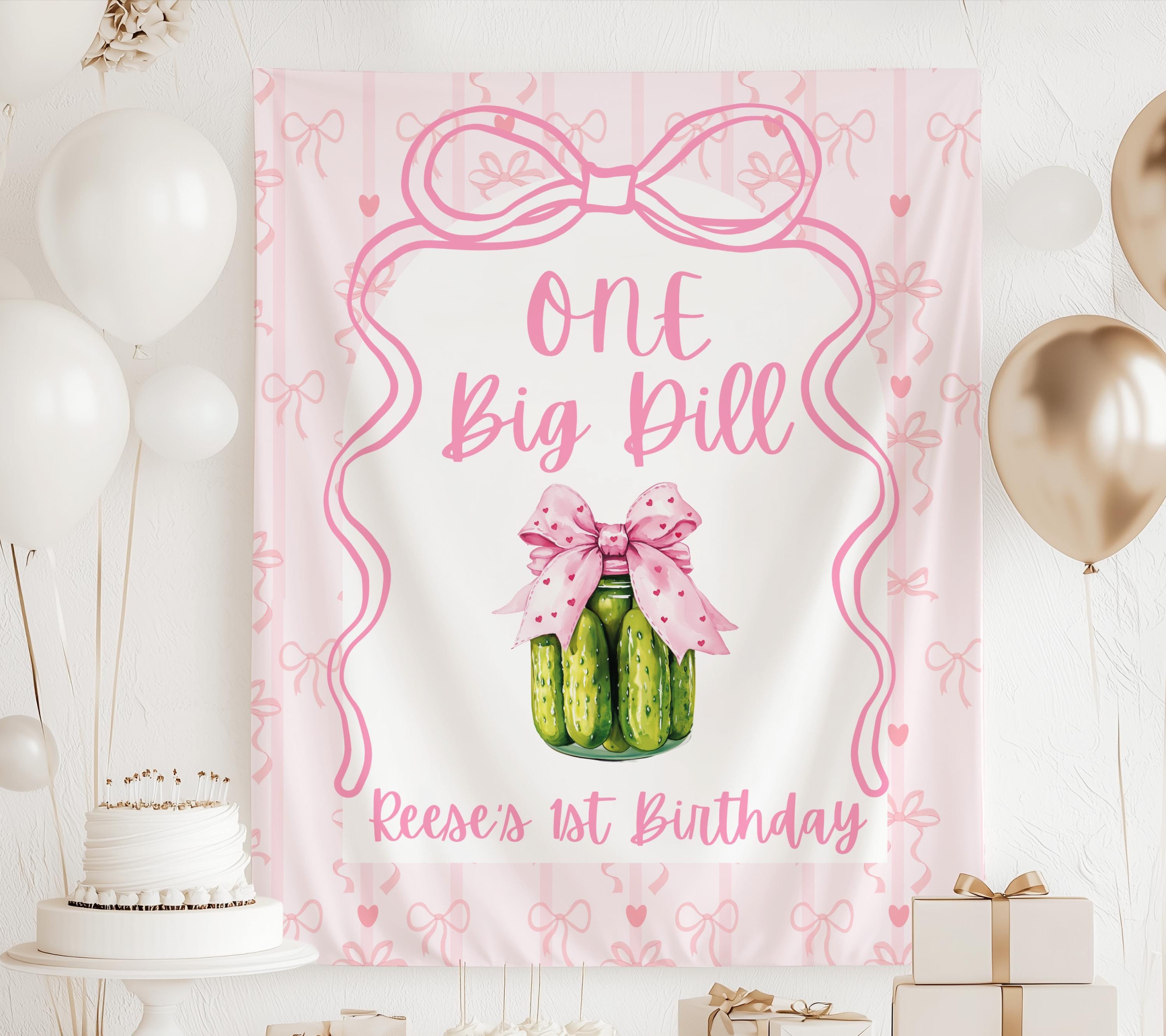 ersonalized One Big Dill birthday banner with custom name for a pickle themed first birthday