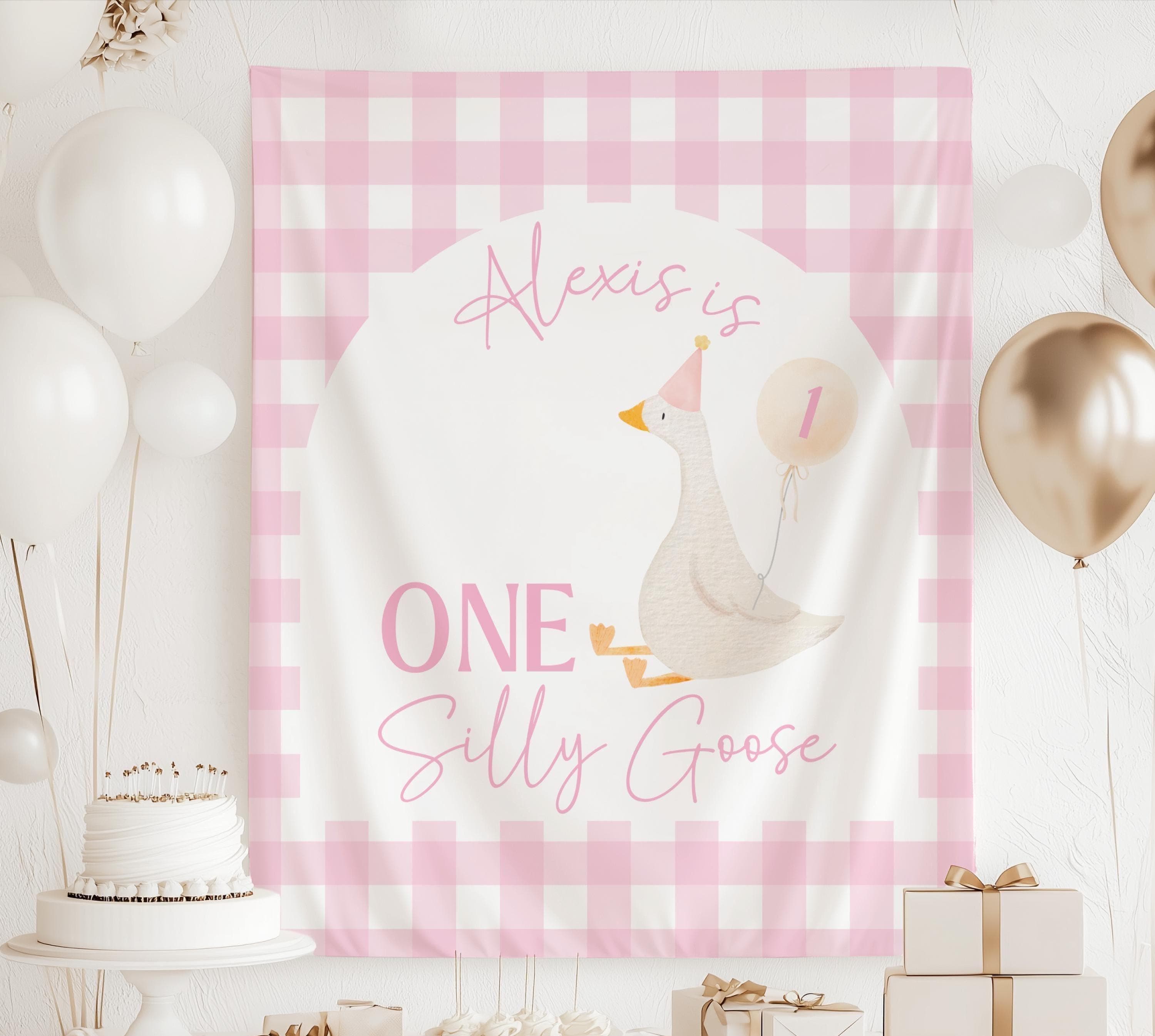 Personalized One Silly Goose birthday banner for a goose themed 1st birthday party