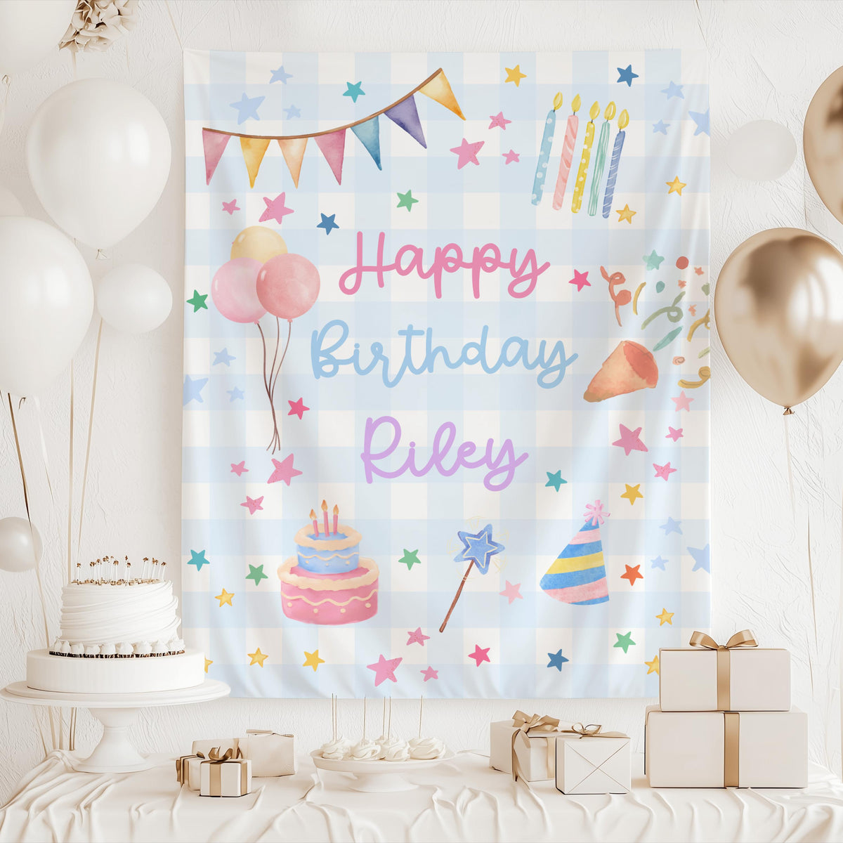 Whimsical birthday backdrop perfect for milestone birthdays birthday parties and photo backdrops
