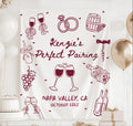 Personalized Perfect Pairing winery bachelorette banner with wine doodles