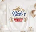 Personalized beer birthday banner for him customized with any age name and birth year for a beer themed birthday party