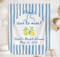Personalized Ciao to Miss bridal shower banner customized with the bride's name for an Italian themed bridal shower