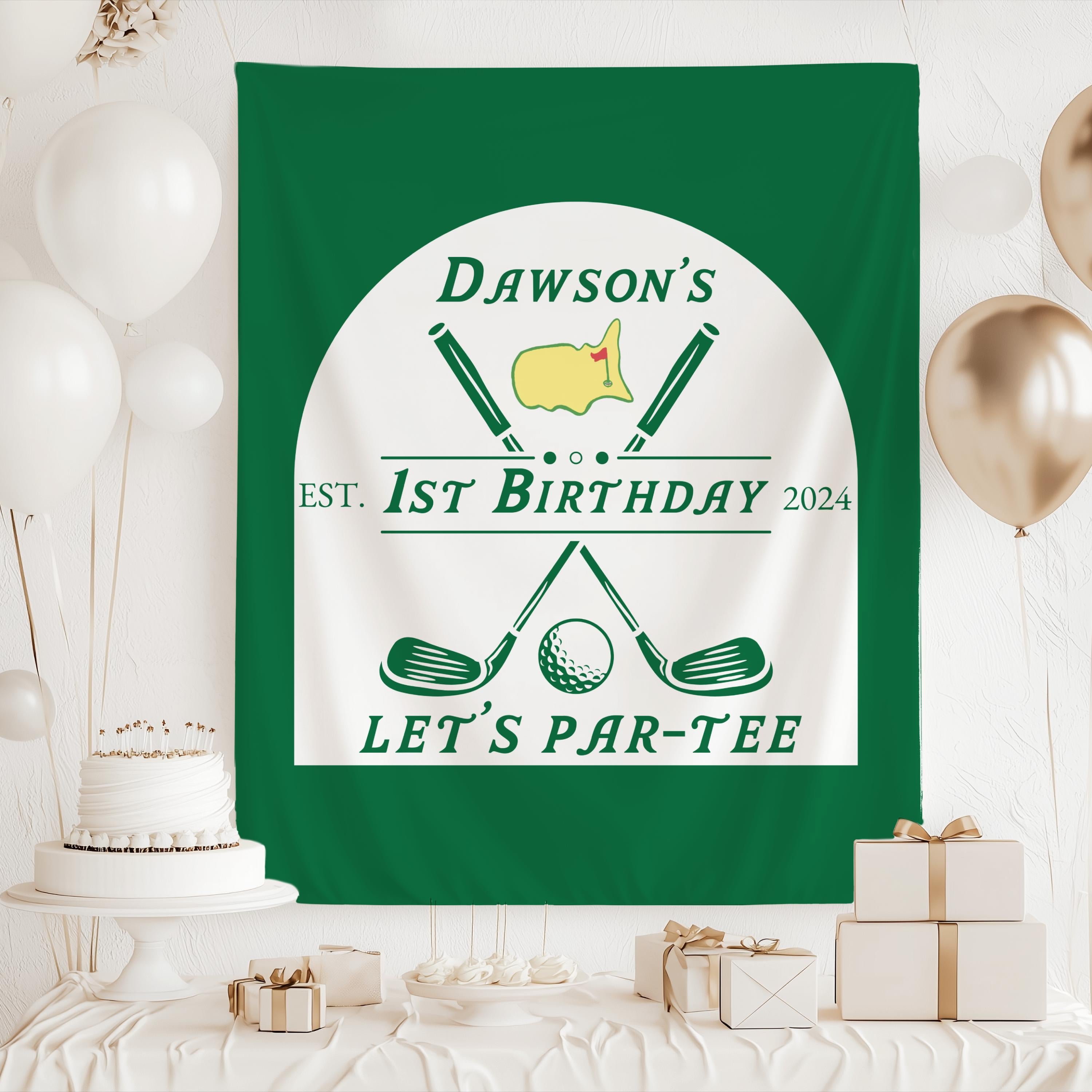 Personalized golf birthday backdrop perfect for kids and adults celebrating any age