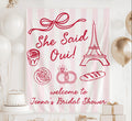 Personalized She Said Oui bridal shower banner customized with the bride's name for a Paris themed bridal shower